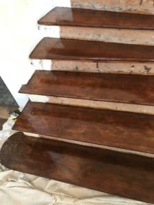 Image of the stairs after finish was applied.